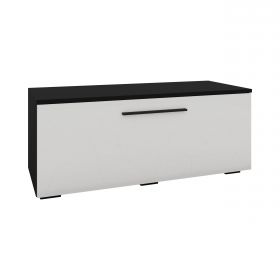 Comoda Kos, O Usa, Negru/Alb Lucios, MDF, 95 x 40 x 39 cm