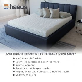 Saltea Ortopedica Luna Silver, spuma Memory, husa detasabila, 140 x 200 x 20 cm