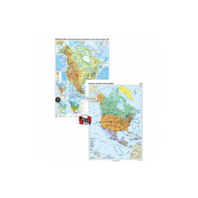 America de Nord. Harta fizico-geografica si a principalelor resurse naturale de subsol si America de Nord. Harta politica – Duo Plus ( CR-3113DPA 120x