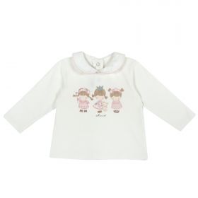 Bluza copii Chicco, inchidere in spate, alb cu model, 47275