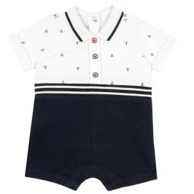 Salopeta bebe Chicco, pantaloni scurti, Alb Cu Bleumarin, 51321-66MFCI