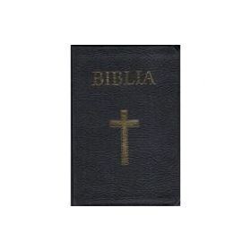 Biblia medie, 063, coperta piele, neagra, cu cruce, margini aurii, repertoar
