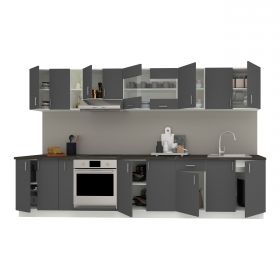 Set Bucatarie Karo V32, Antracit/Alb, Blat Thermo 28 mm, L 340 cm