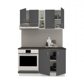 Set Bucatarie Karo V4, Antracit/Alb, Blat Thermo 28 mm, L 140 cm