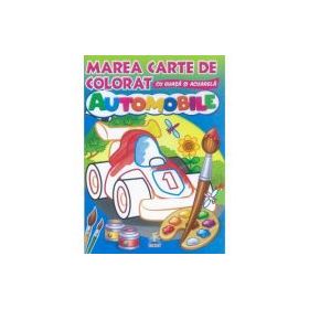 Automobile - Marea carte de colorat cu guasa si acuarela