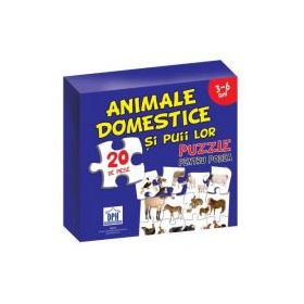Animale domestice si puii lor. Puzzle pentru podea 3-6 ani