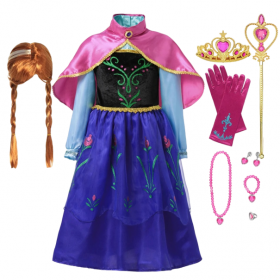 Costum Anna din Regatul de Gheață cu accesorii Costum pentru fete Cosplay Anna din Regatul de Gheață Costum de carnaval Mască de Halloween Rochie pentru fete Anna din Regatul de Gheață 2