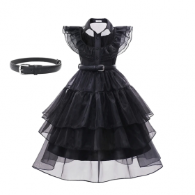 Costum Wednesday Addams Costum fete Cosplay Wednesday Addams Rochie fete negre Costume de carnaval Masca de Halloween 12