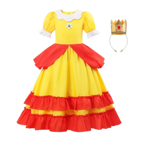 Costum Mario Princess Peach cu Crown Princess Peach Costum Cosplay pentru fete Costum carnaval cu coroană Costum Halloween Fete Princess Peach 8