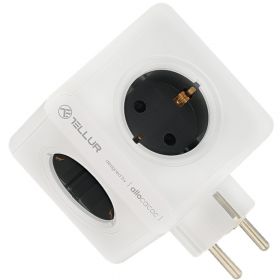 Adaptor priza Tellur PowerCube, 4 prize + 2x USB, Alb
