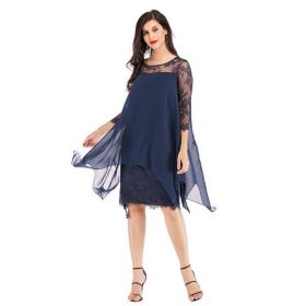 Rochie de dama eleganta cu dantela albastru inchis XXL