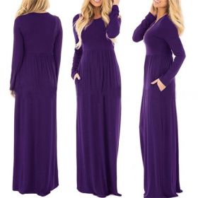 Rochie lunga cu maneci violet S