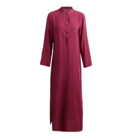 Rochie de tunica de culoare solida burgundy 3XL