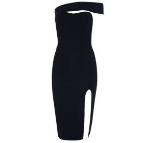 Rochie eleganta cu un singur umeras negru XS