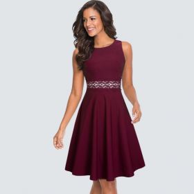 Rochie monocroma cu dantela burgundy S