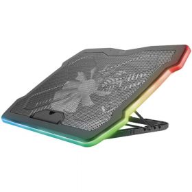 Cooler laptop Trust GXT 1126 Aura, 17.3", iluminare multicolora, Negru