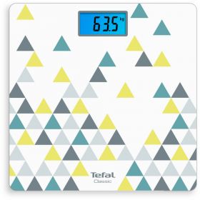 Cantar de baie TEFAL Classic PP1536V0, 160 Kg, Digital, Sticla securizata, Pornire/oprire automata, Alb/Albastru