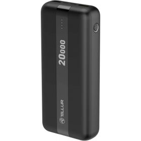 Acumulator extern Tellur PBC203, 20000 mAh, 2 x USB + Type-C + MicroUSB, Negru