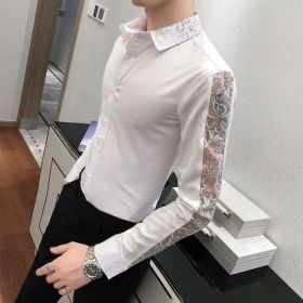Cămașă bărbătească cu dantelă alb XXS