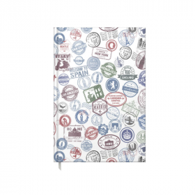 Agenda A5 Nedatata Artpress, Travel Stamps, 100 File, Coperta Buretata Lucioasa, Multicolor, 80 g/m²