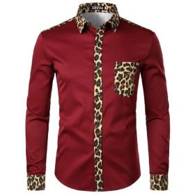 Cămașă leopard pentru bărbați F617 burgundy M