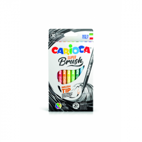 Carioca, Varf Flexibil - 1-6mm (tip Pensula), 10 Culori/cutie, Carioca Super Brush