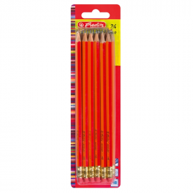 Creioane Grafit Cu Radiera Mina Hb Lacuite Rosu Set 24