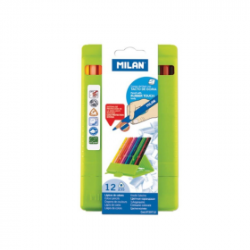 Set 12 Creioane Colorate Milan, Triunghiular Cauciucat