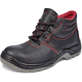 Bocanci de Protectie Mainz, Marimea 45, Negri, Intaritura Metalica Varf, Piele Pigmentata Spalt de Bovina