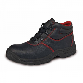 Bocanci de Protectie PROTEK Marimea 38, Bombeu Metalic, Piele Bovina, Negru si Rosu, S1P-SRC