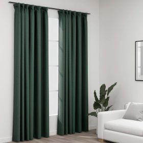 vidaXL Draperii opace aspect in, cu cârlige, 2 buc. verde, 140x245 cm