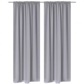 Draperii opace cu rejansă, 2 buc., gri, 135 x 245 cm