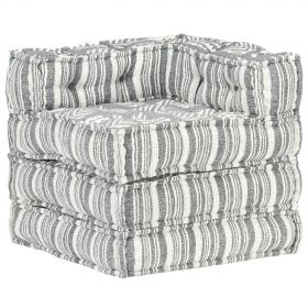 vidaXL Fotoliu puf modular, gri cu dungi, material textil