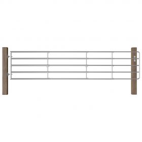 vidaXL Poartă de câmp cu 5 bare, argintiu, (150-400) x 90 cm, oțel