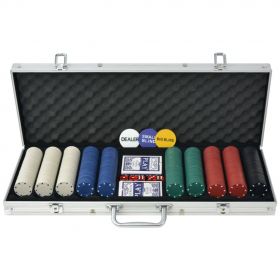 vidaXL Set de poker cu 500 de jetoane din aluminiu