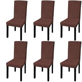vidaXL Huse de scaun elastice drepte, 6 buc., maro
