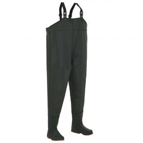 vidaXL Pantaloni de vânătoare cu cizme, verde, mărime 45