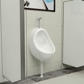 vidaXL Pisoar de perete cu supapă pentru spălare, alb, ceramică