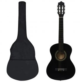 vidaXL Set de chitară clasică începători, 8 piese, negru, 1/2 34"