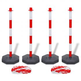 vidaXL Set 4 stâlpi de blocare & 2 lanțuri de plastic, 10 m