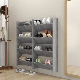 vidaXL Pantofare de perete, 4 buc., gri beton, 60x18x60 cm, PAL