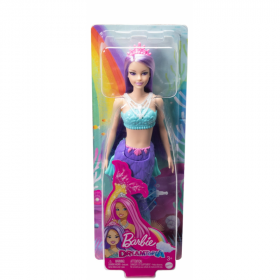 Papusa Barbie Dreamtopia, sirena cu par mov si coada mov