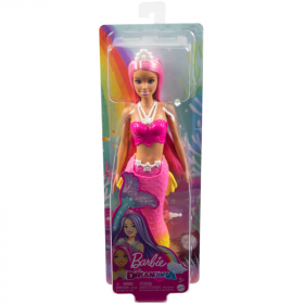 Papusa Barbie Dreamtopia, sirena cu par roz si coada roz