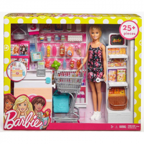 Papusa Barbie cu set de joaca supermarket
