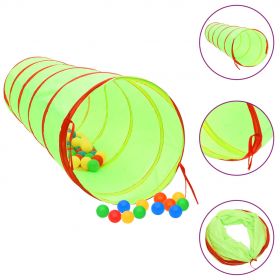 vidaXL Tunel de joacă pt copii, 250 bile, verde, 175 cm, poliester