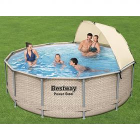 Bestway Set piscină Power Steel, cu baldachin, 396x107 cm