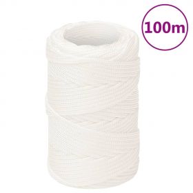 vidaXL Frânghie de barcă, alb complet, 2 mm, 100 m, polipropilenă