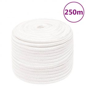 vidaXL Frânghie de barcă, alb complet, 12 mm, 250 m, polipropilenă