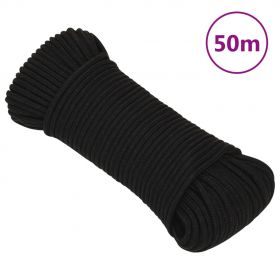 vidaXL Frânghie de lucru, negru, 5 mm, 50 m, poliester