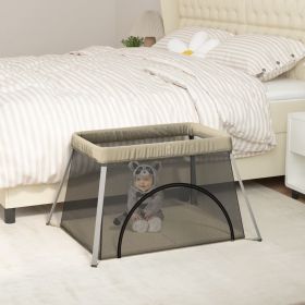 vidaXL Țarc pentru copii cu saltea, gri taupe, pânză textil